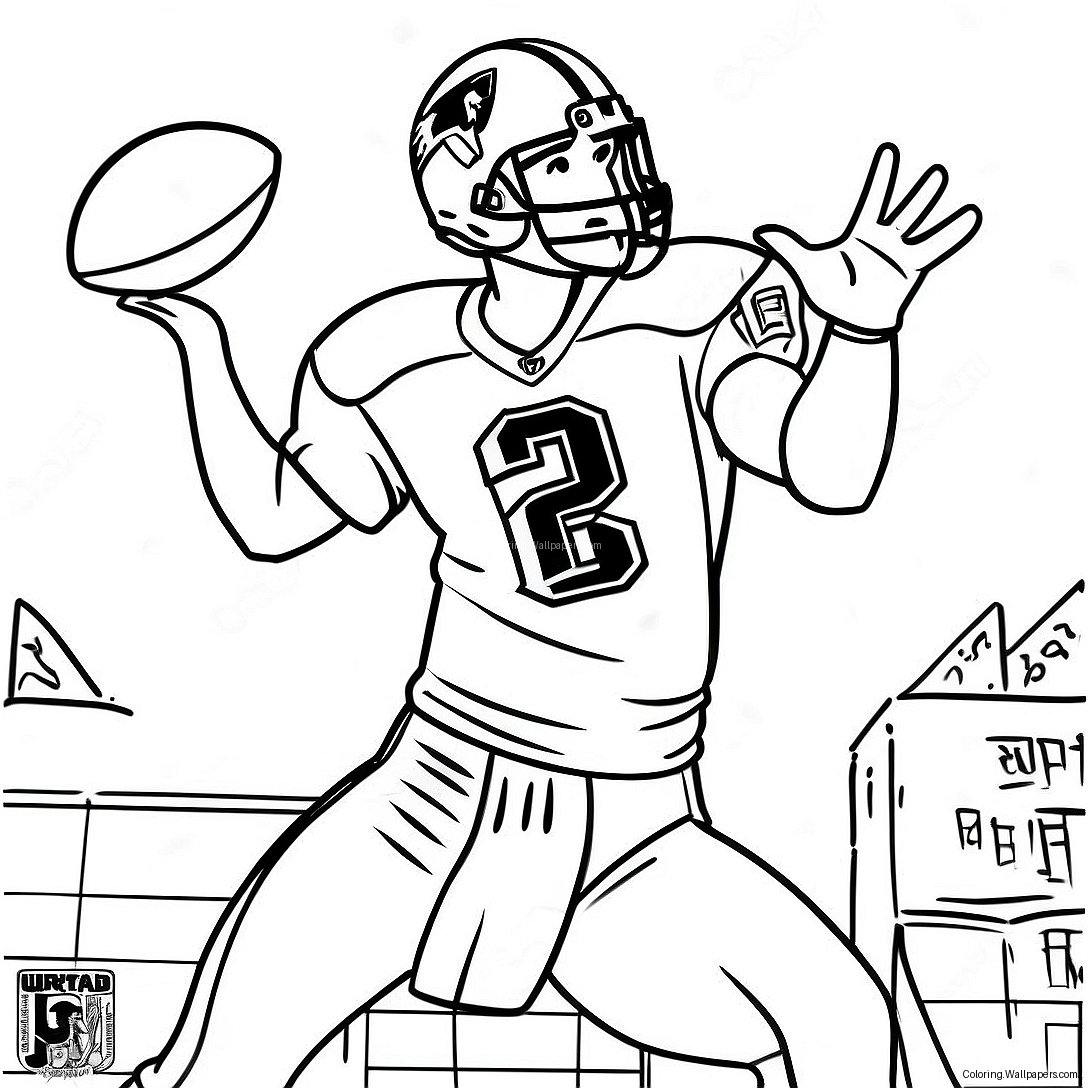 Tom Brady Action Pose Coloring Page 5733