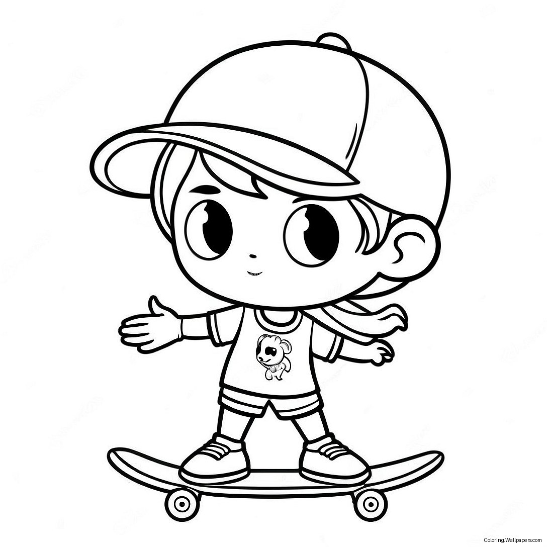 Pagina Da Colorare Del Personaggio Tomboy Con Skateboard 53919