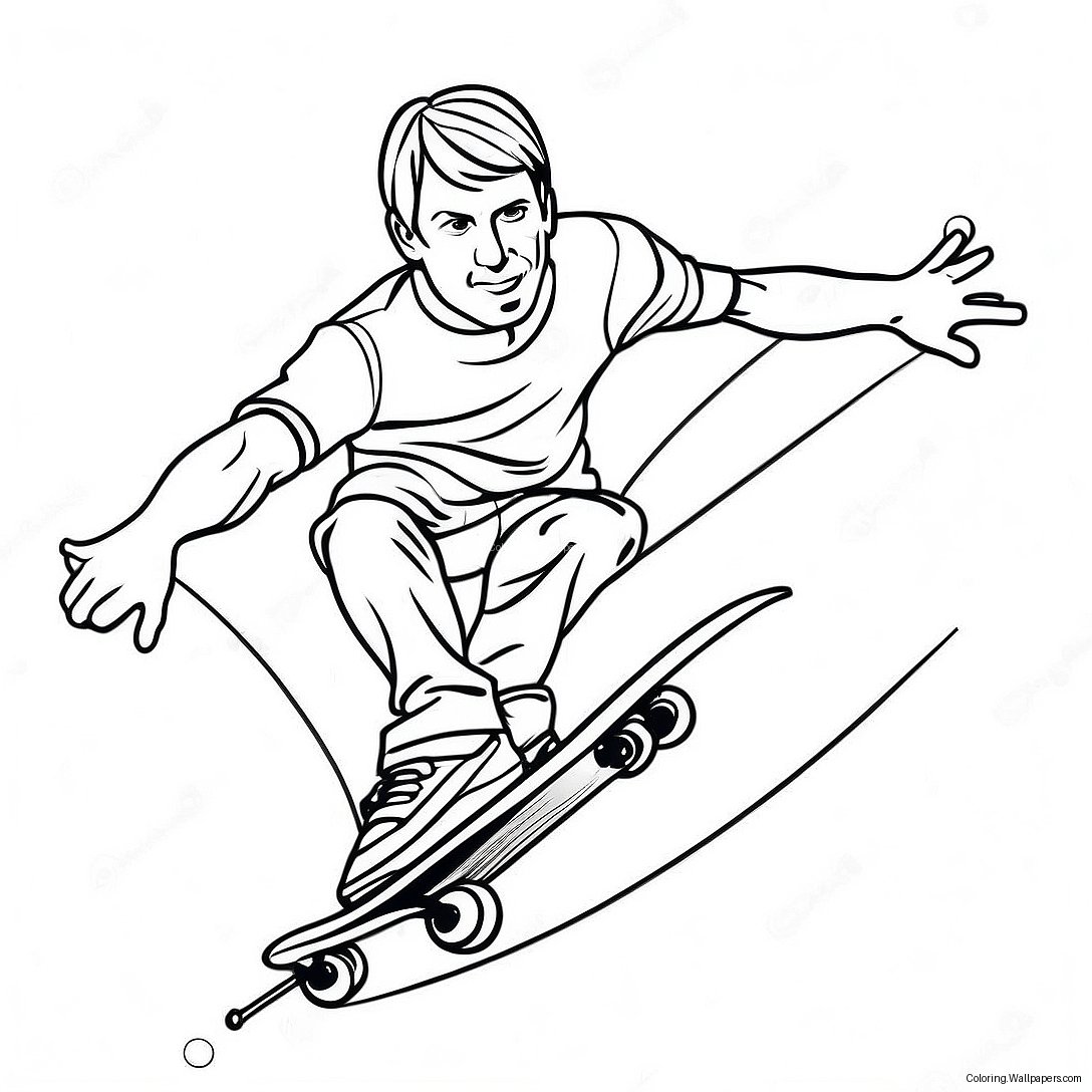 Tony Hawk Performing A Trick Coloring Page 32610