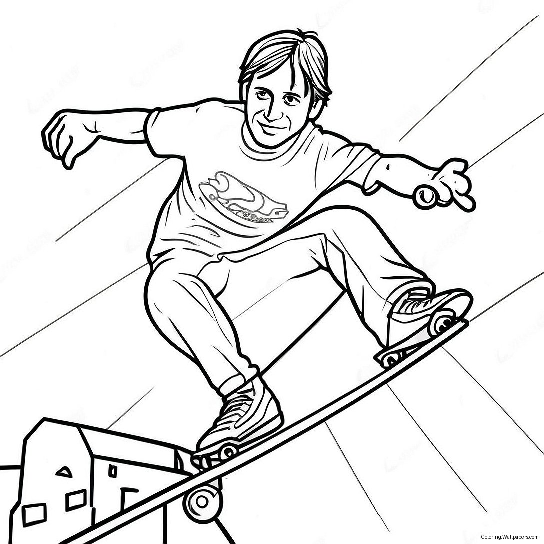 Tony Hawk Udfører Et Trick Malebog 32611