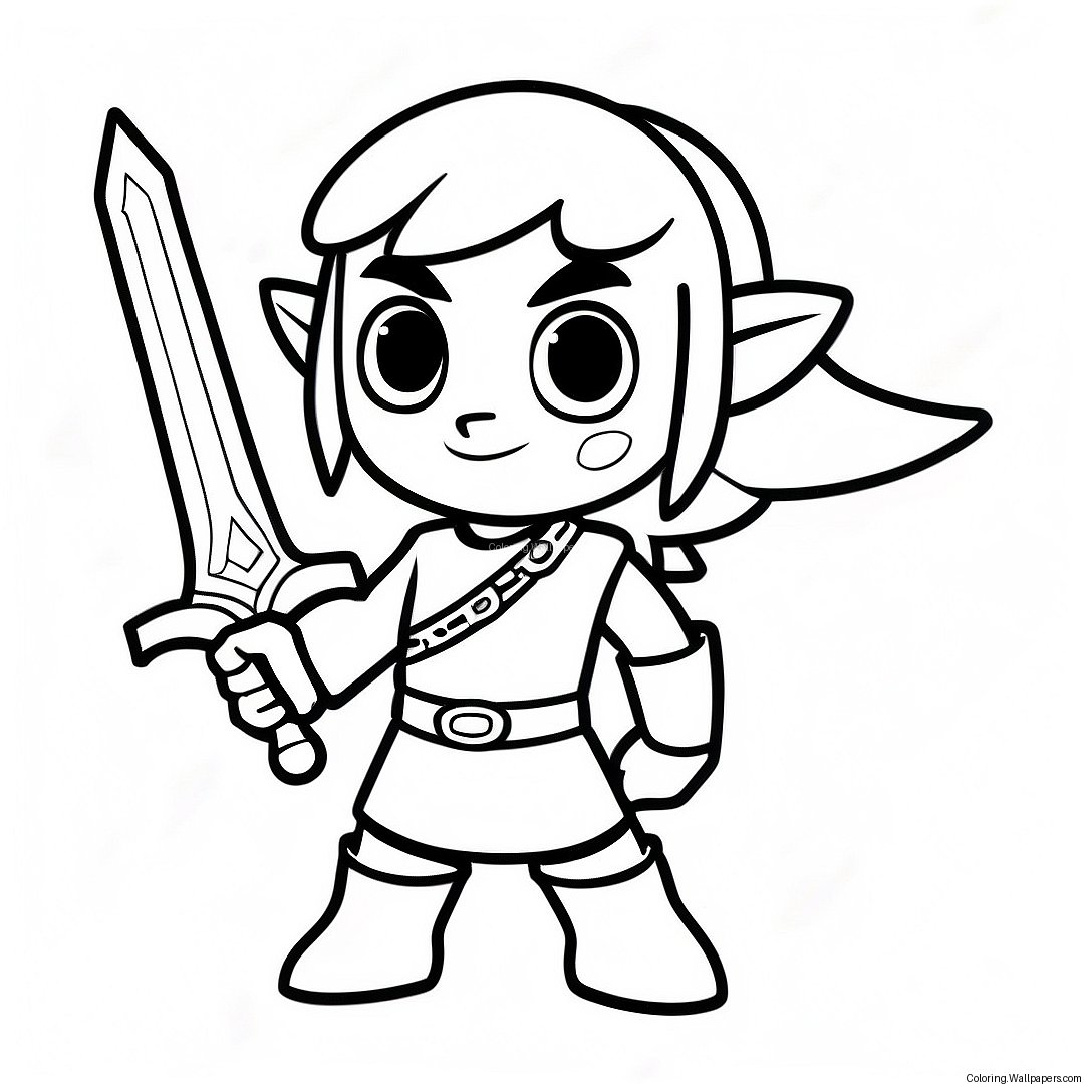 Toon Link With Master Sword Coloring Page 44479