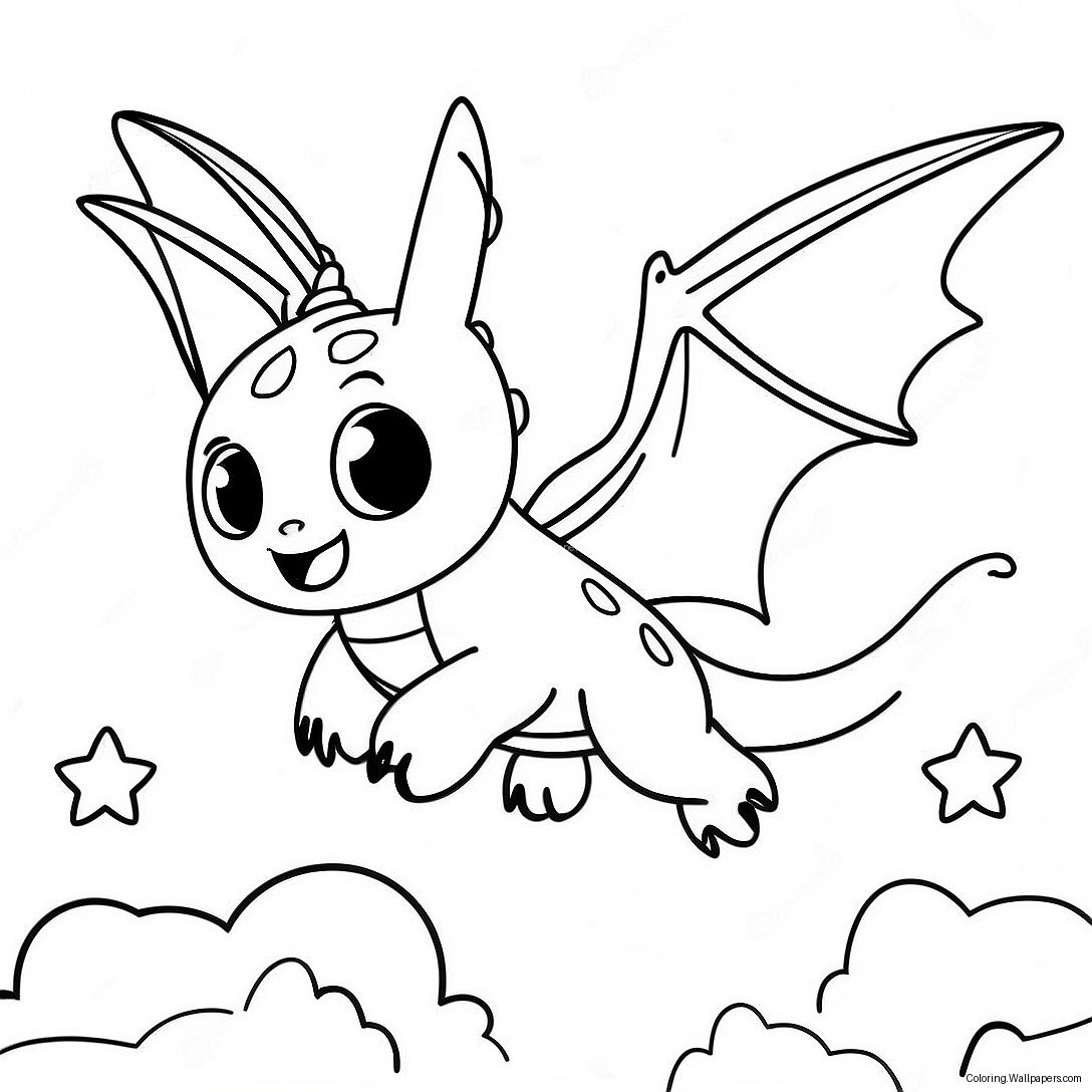 Toothless Flying Through Clouds Coloring Page 52925