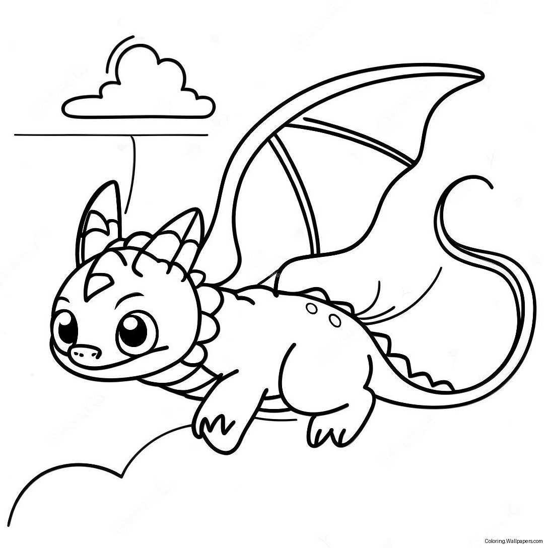 Toothless Flying Through Clouds Coloring Page 52928