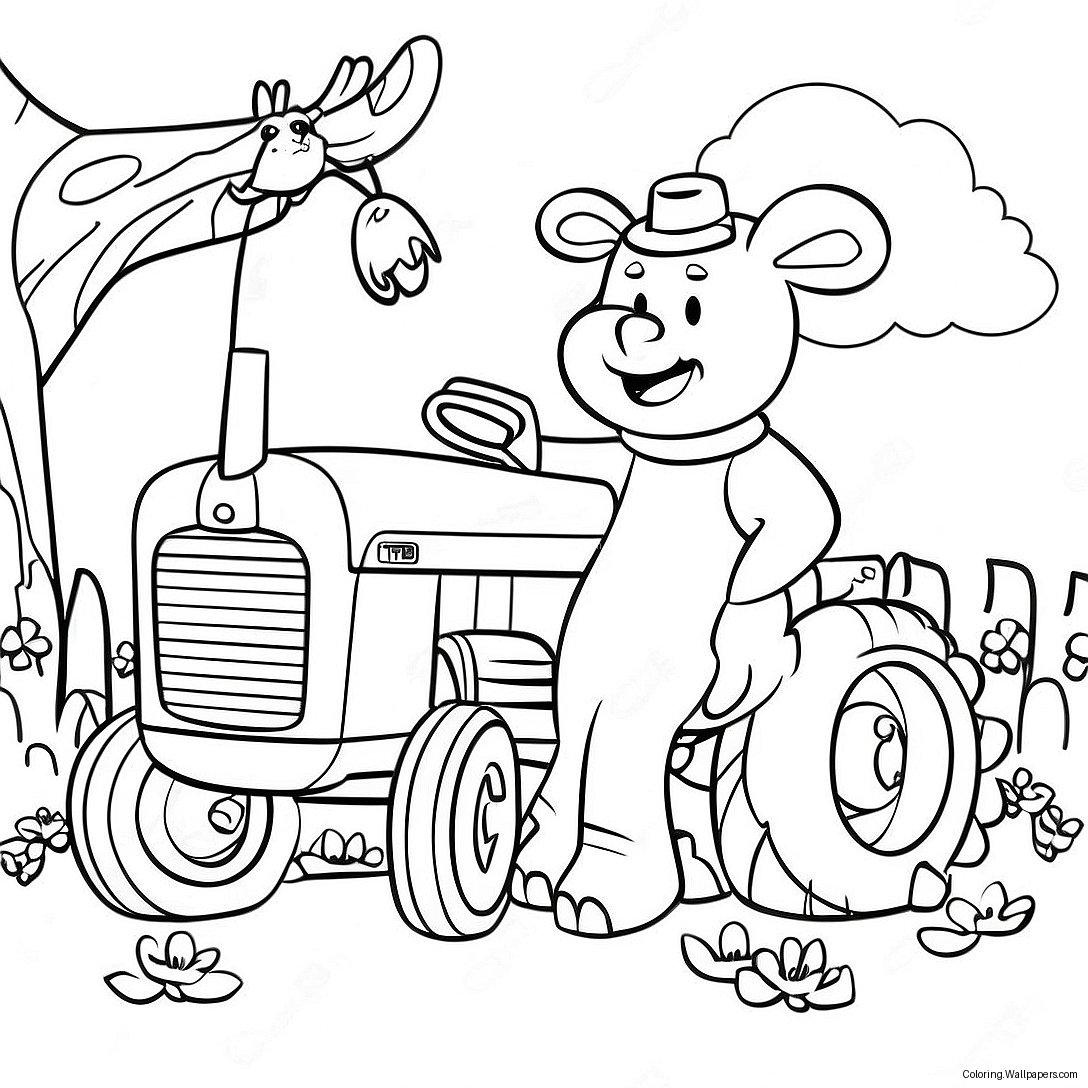 Tracteur Ted Avec Des Animaux Amicaux À Colorier 51465