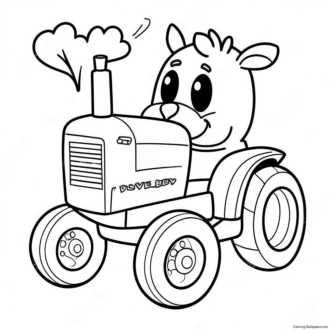 Pagina De Colorat Cu Tractor Ted Și Animale Prietenoase 51468