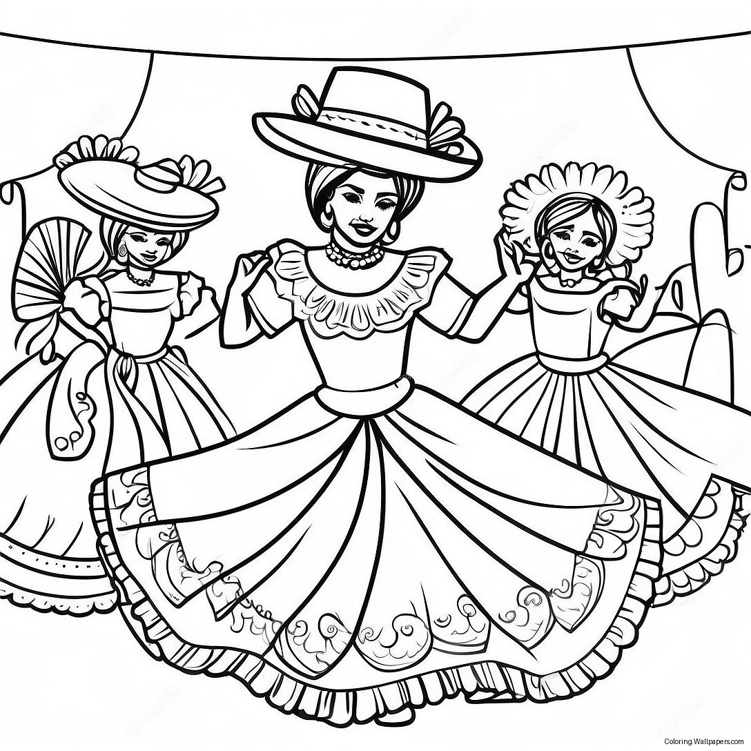 Traditional Folklorico Dance Scene Coloring Page 40153