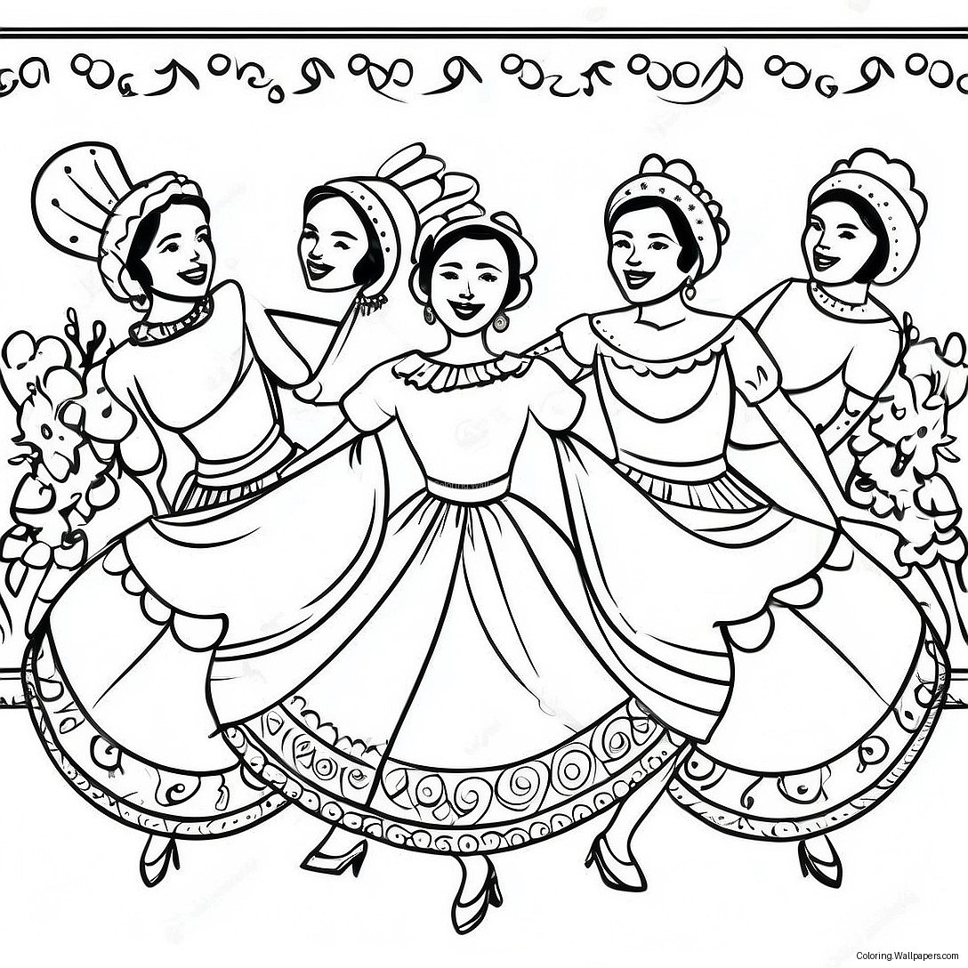 Traditional Folklorico Dance Scene Coloring Page 40156