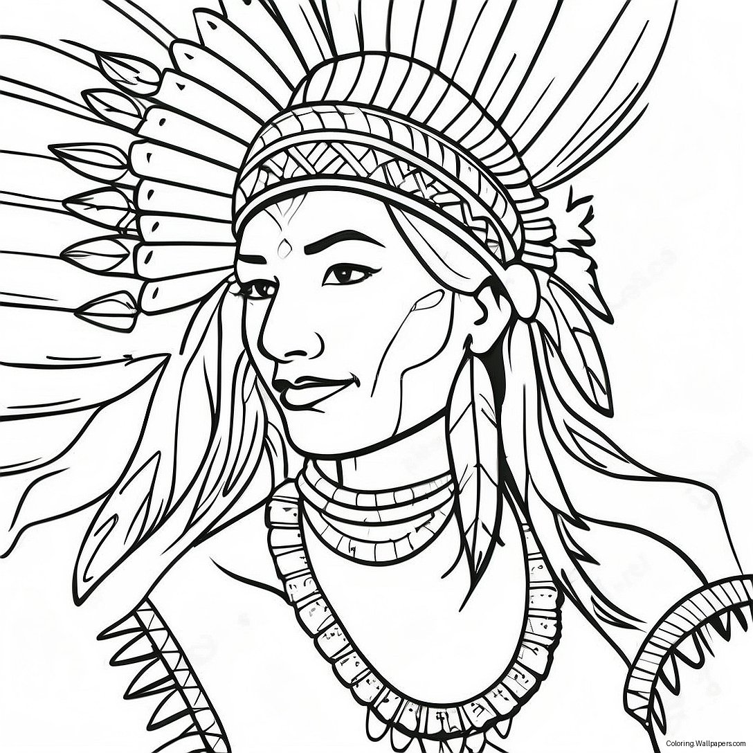 Traditional Native American Dancer Coloring Page 12597