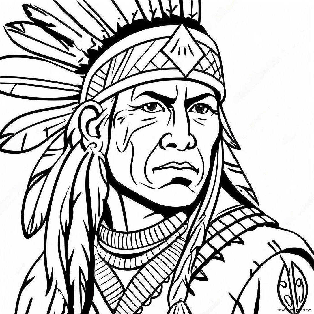 Traditional Native American Warrior Coloring Page 40600