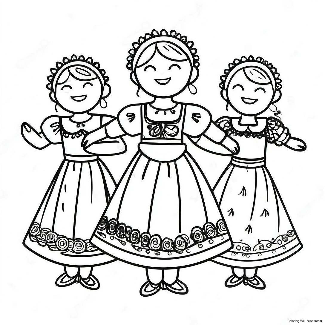 Traditional Polish Folk Dance Coloring Page 42907