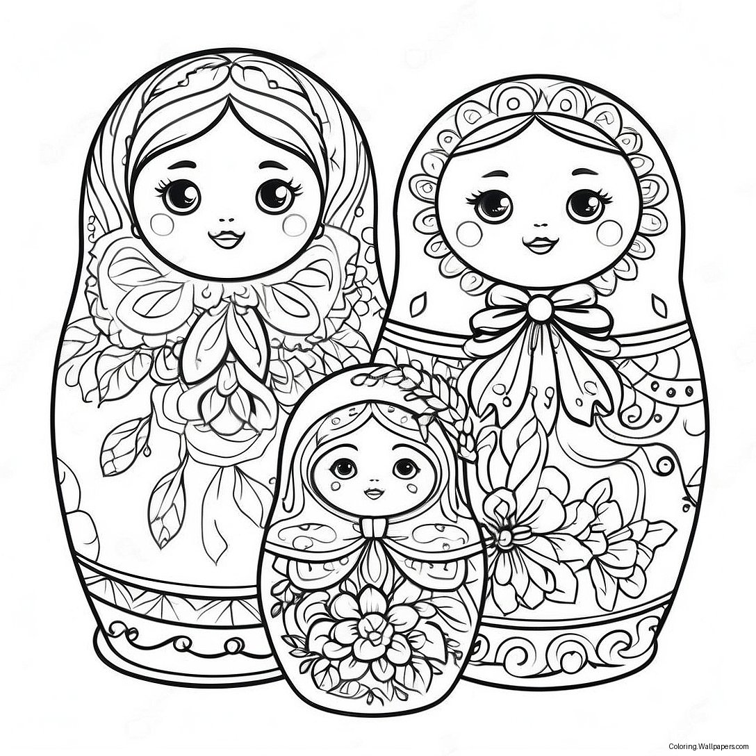 Traditionella Ryska Matryoshka-Dockor Målarbild 27632