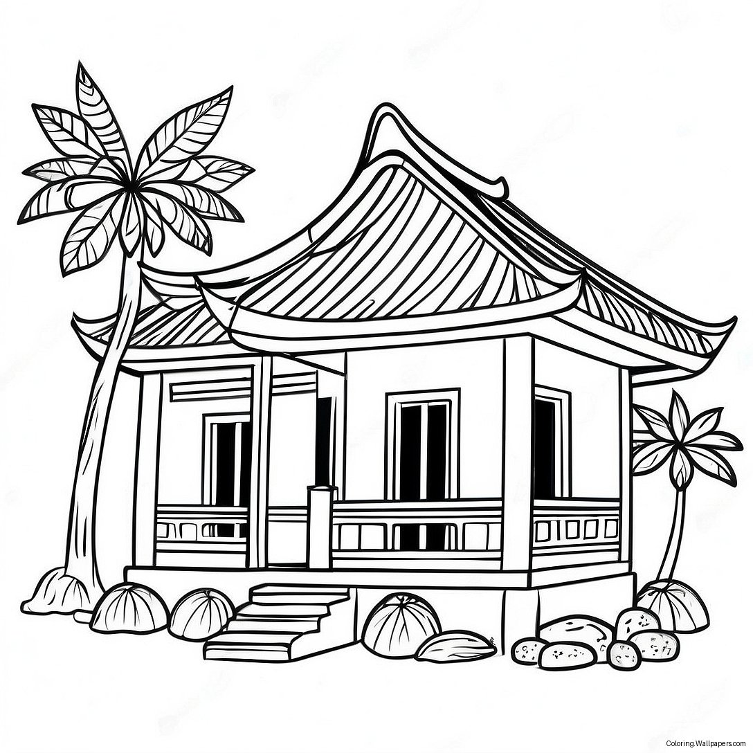 Page À Colorier Maison Vietnamienne Traditionnelle 55177