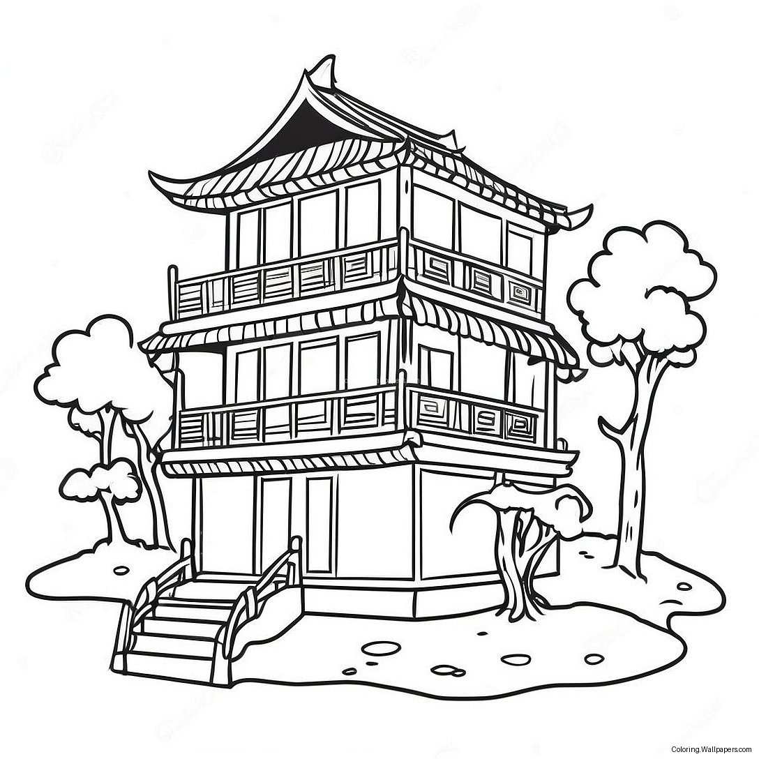 Traditional Vietnamese House Coloring Page 55179