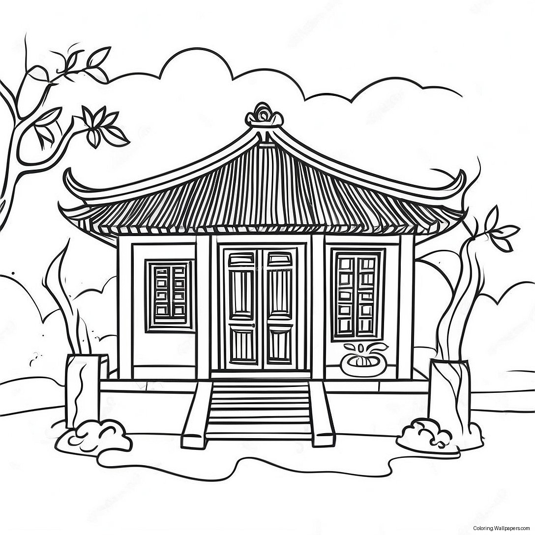 Traditional Vietnamese House Coloring Page 55180