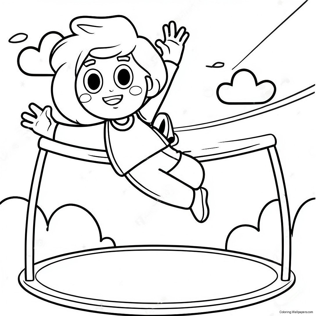 Trampoline Jumping Kids Coloring Page 47962