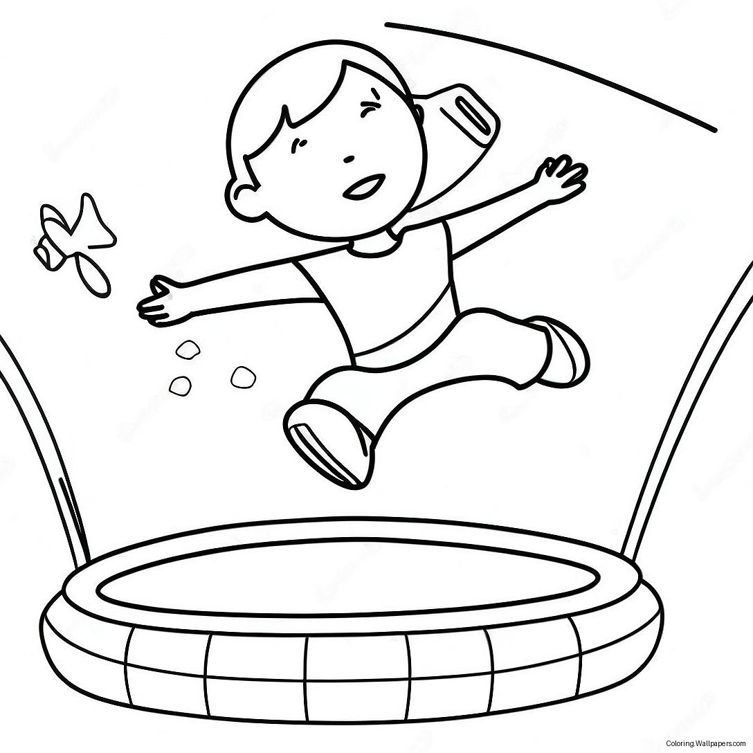 Trampoline Jumping Kids Coloring Page 47964