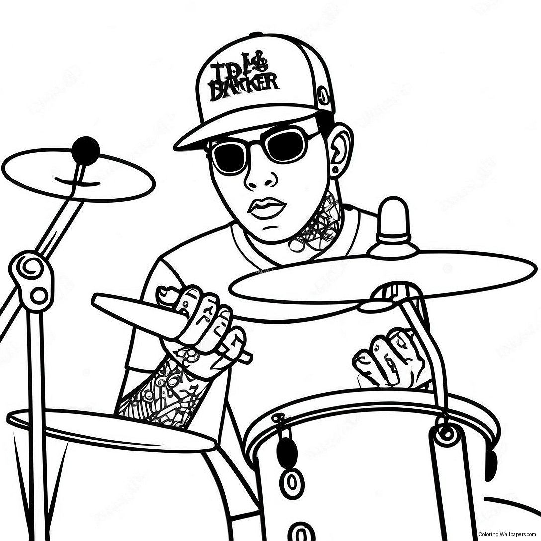 Page À Colorier Travis Barker En Train De Jouer De La Batterie 53567