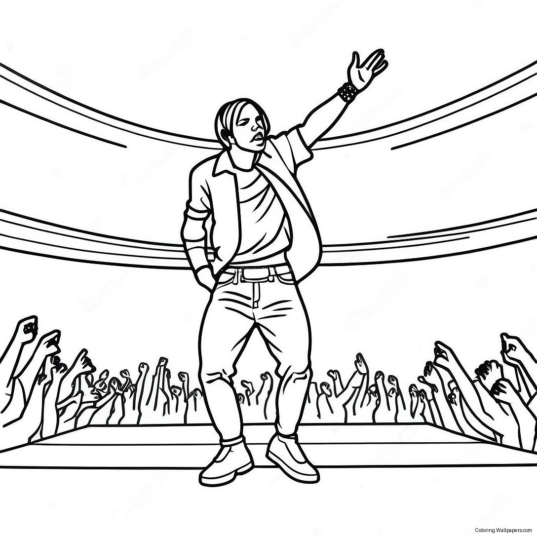 Travis Scott Performing On Stage Coloring Page 15329