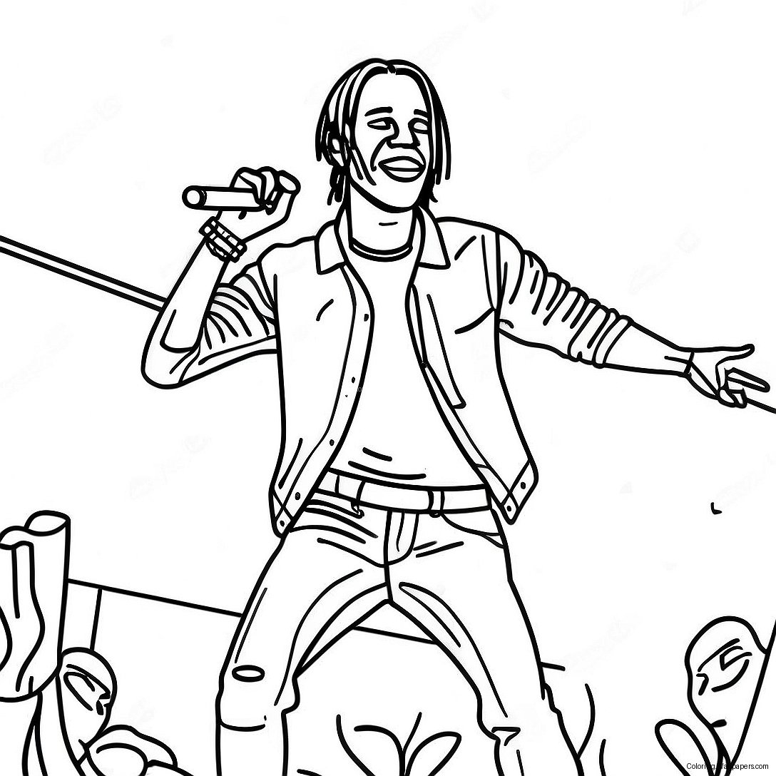 Travis Scott Performing On Stage Coloring Page 15332