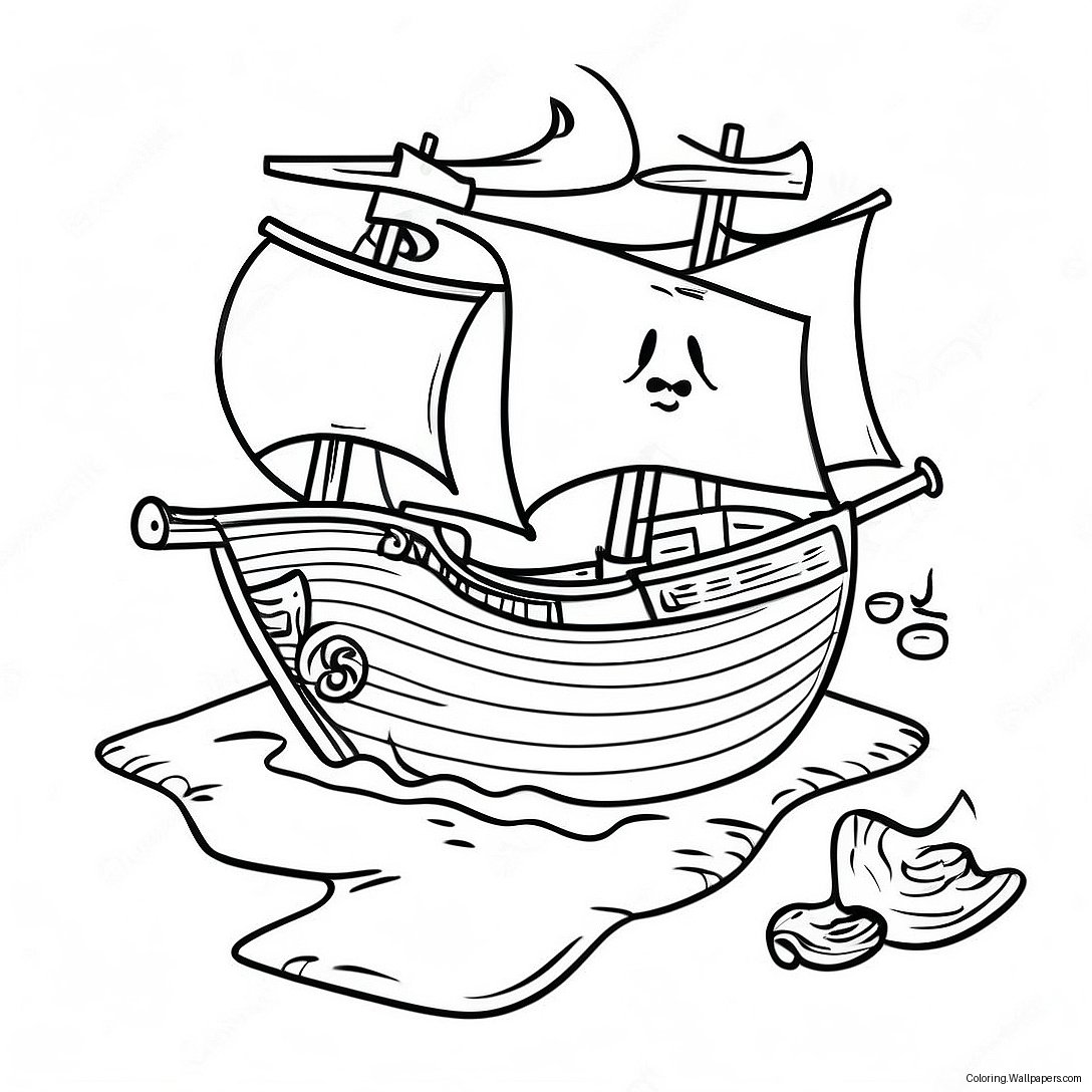 Treasure Map Pirates Coloring Page 42263