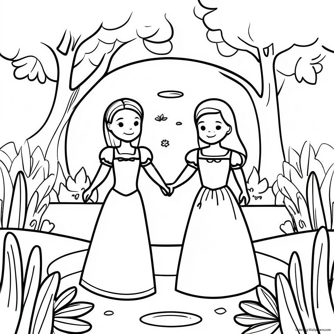 Page À Colorier De Trinity Et Madison Dans Un Jardin Magique 12931