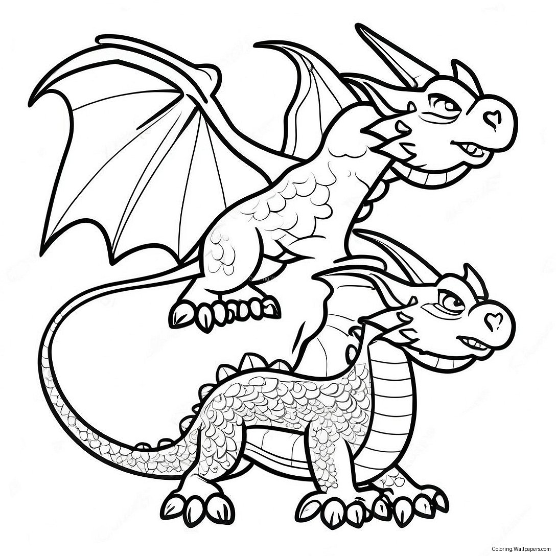 Triple Strike Dragon Flying Coloring Page 38602