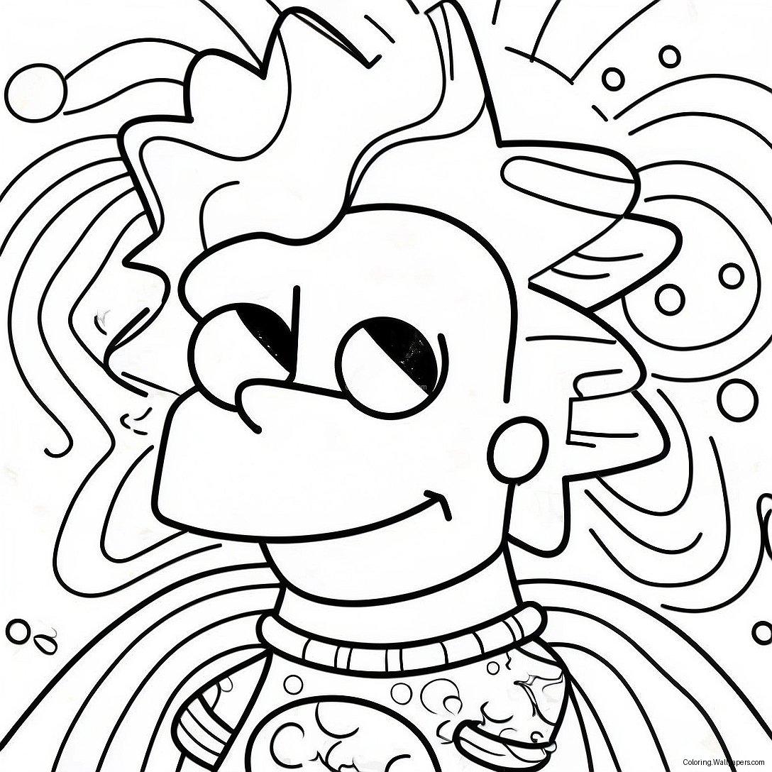 Trippy Bart Simpson Psykedelisk Fargeleggingsark 10518