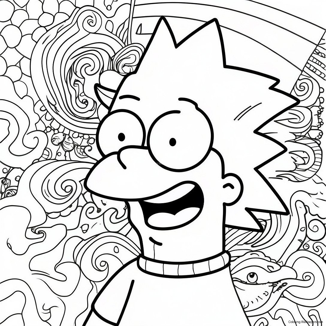 Trippy Bart Simpson Psykedelisk Målarbok 10519