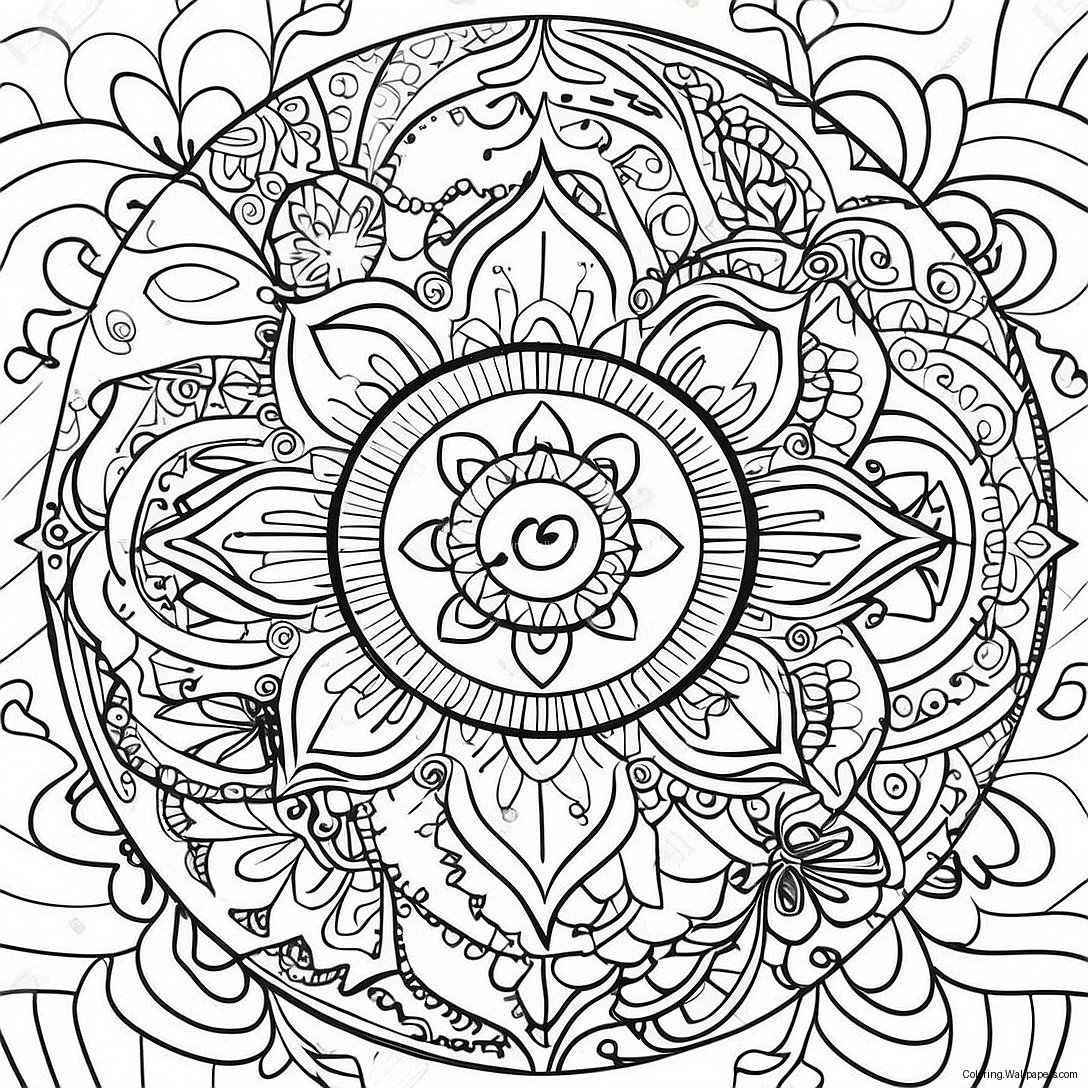 Página Para Colorir Do Mandala De Chakra Psicodélico 51902