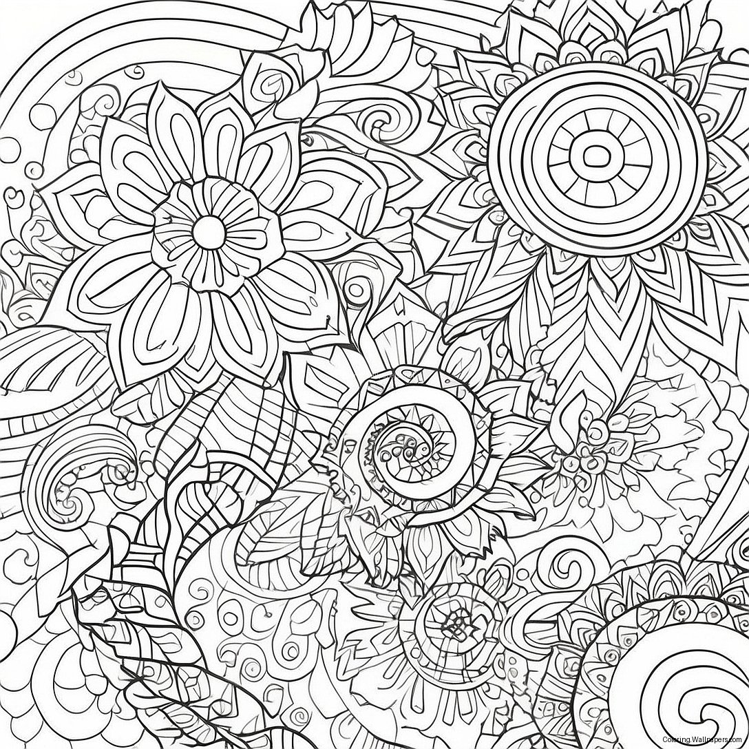 Trippy Geometric Patterns Coloring Page 18683