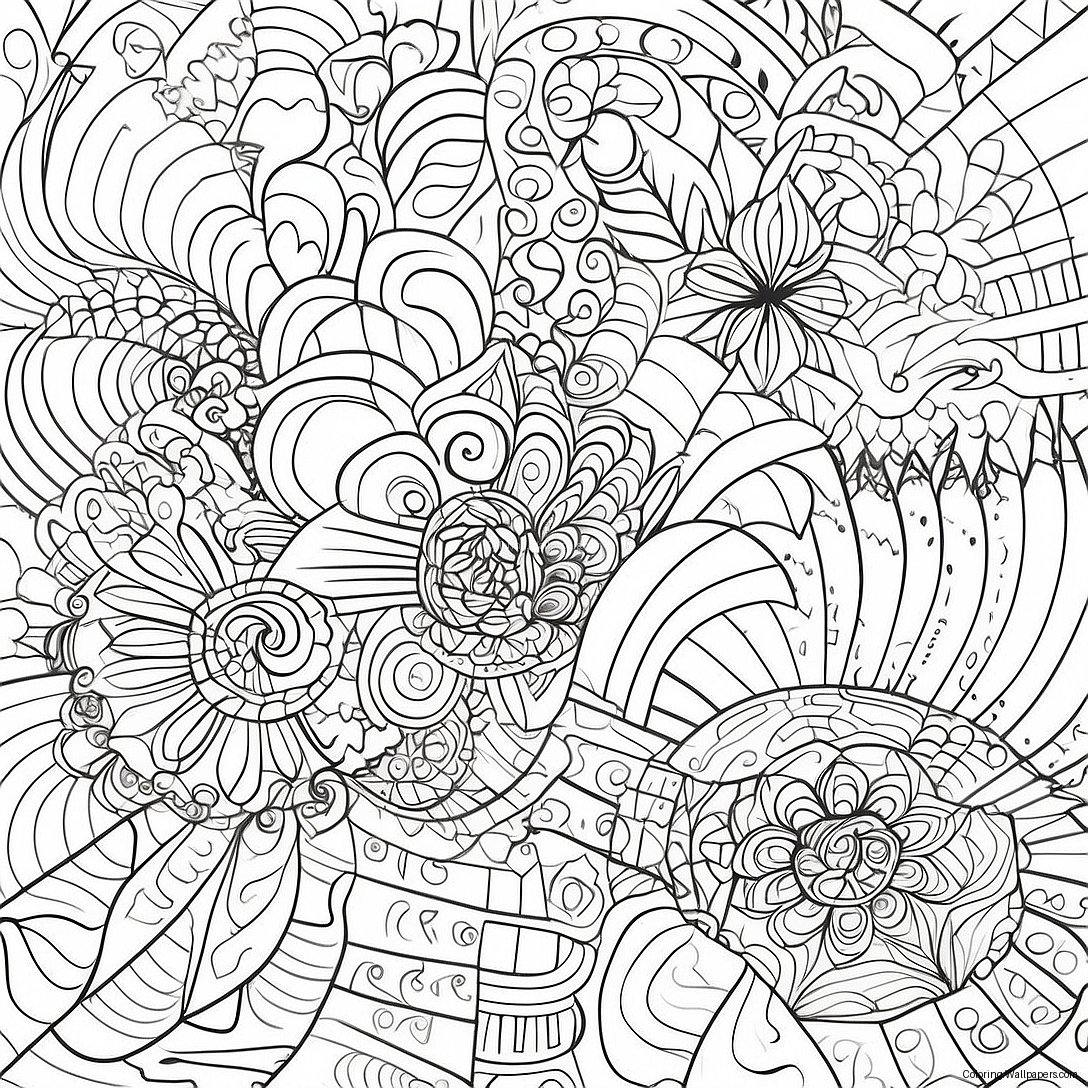 Trippy Geometric Patterns Coloring Page 18684