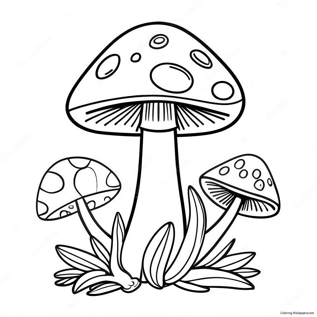 Trippy Mushroom Coloring Page 7087