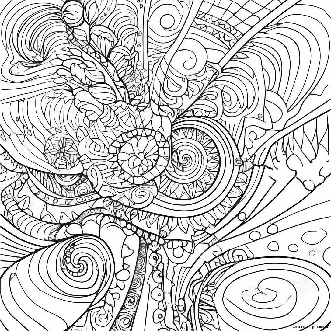 Trippy Optical Illusion Coloring Page 47649