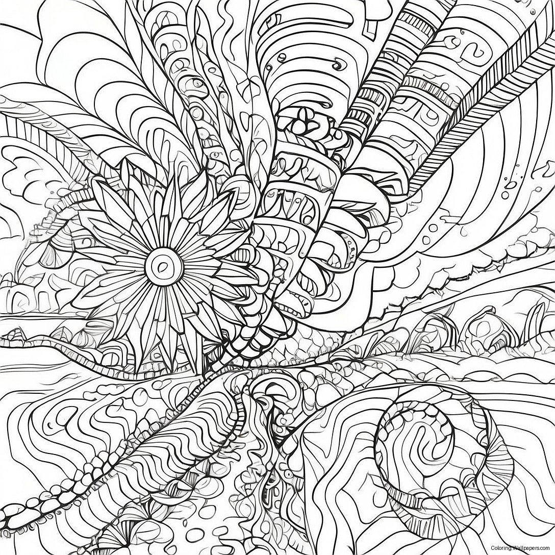 Trippy Optical Illusion Coloring Page 47652