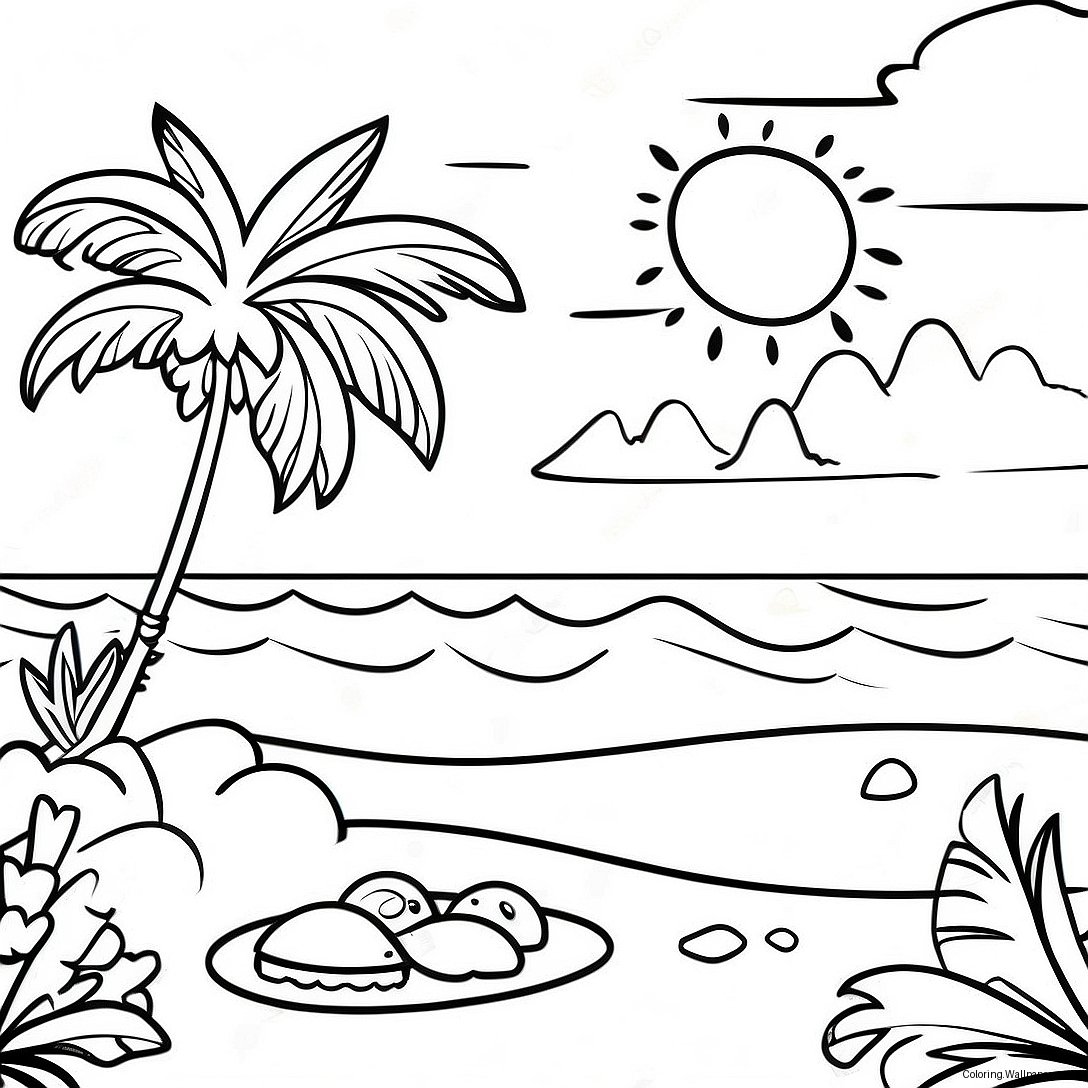 Página Para Colorir Da Praia Tropical Luau 6003