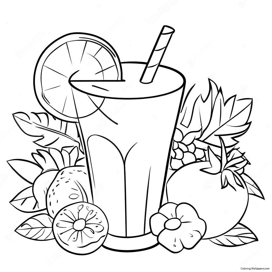 Tropical Cocktail With Fruit Garnish Coloring Page 38514