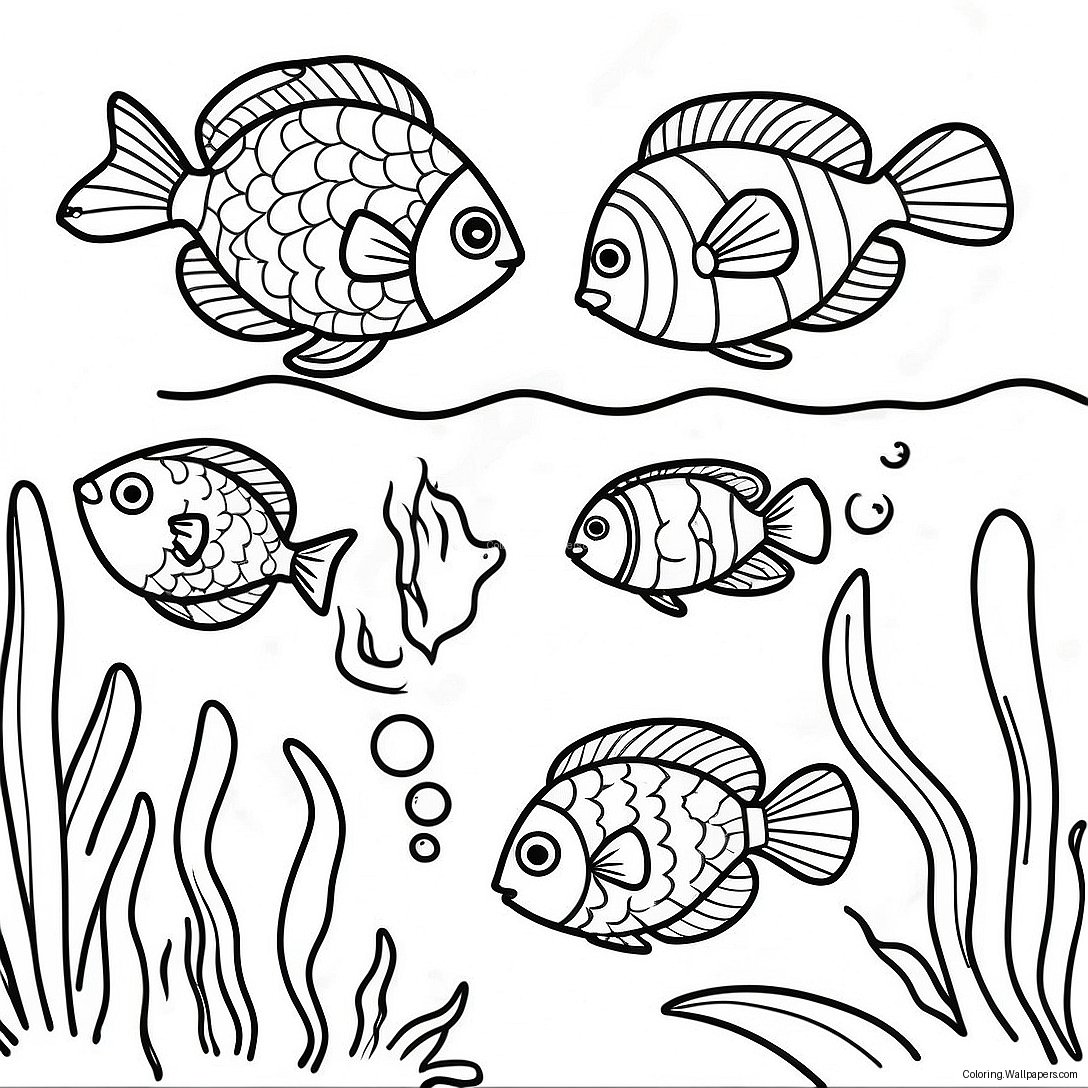 Tropical Fish Underwater Scene Coloring Page 54434