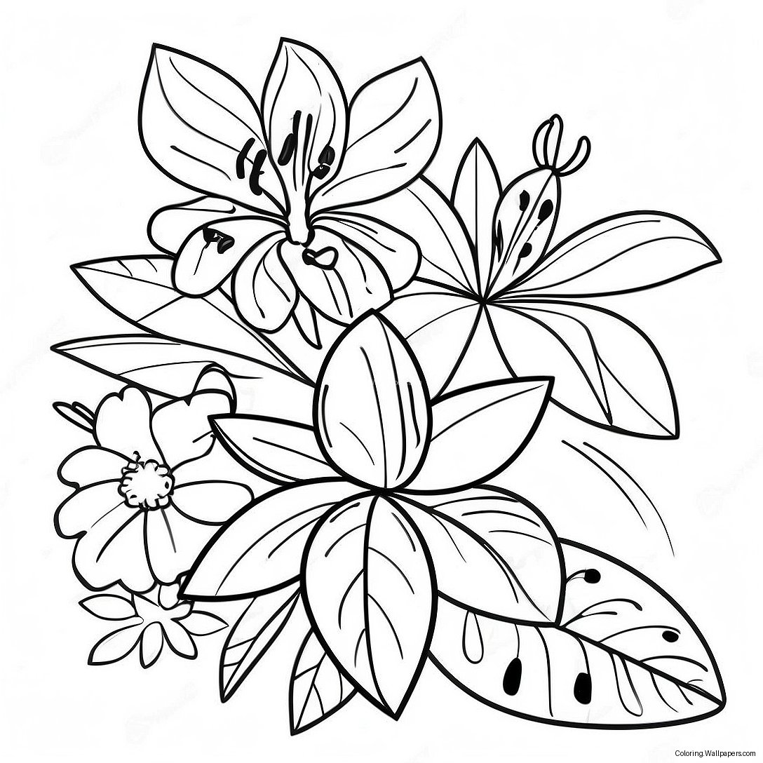 Tropical Flowers Coloring Page 28623