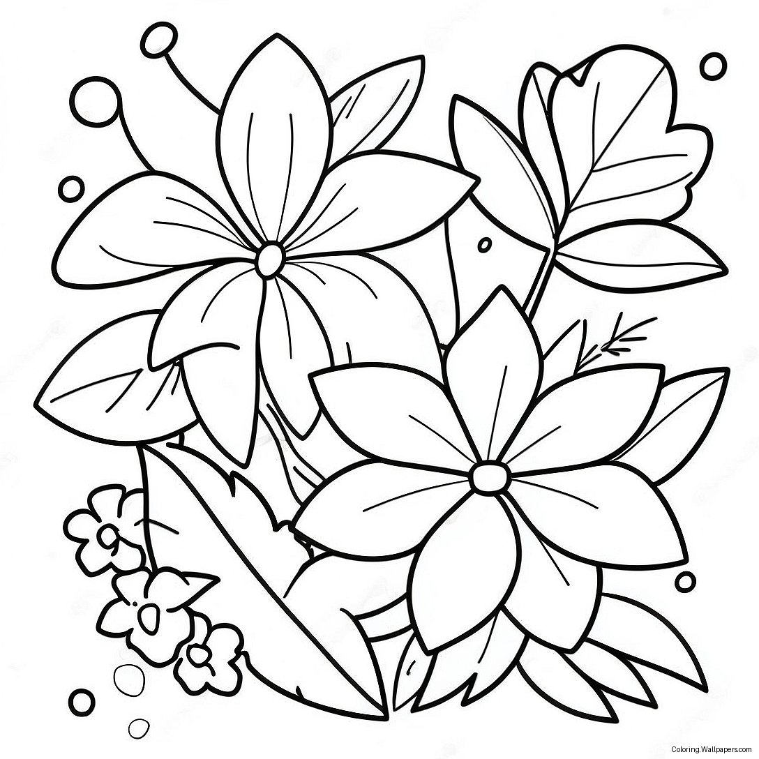 Tropical Hawaiian Flowers Coloring Page 32220