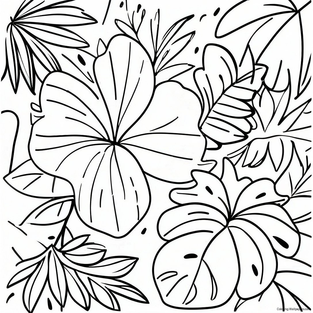 Tropical Leaves Coloring Page 48776