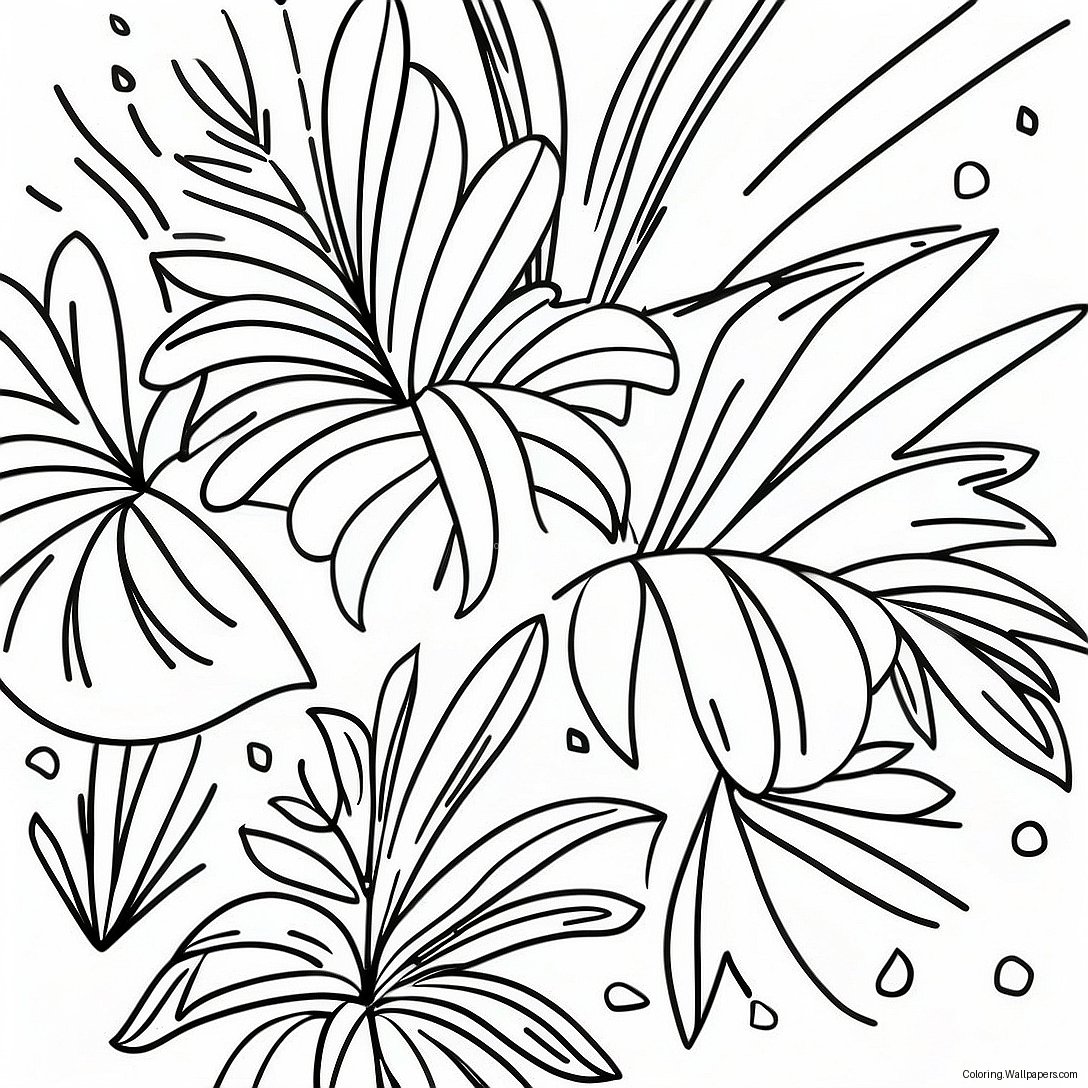 Page À Colorier De Feuilles De Palmier Tropicales 57593