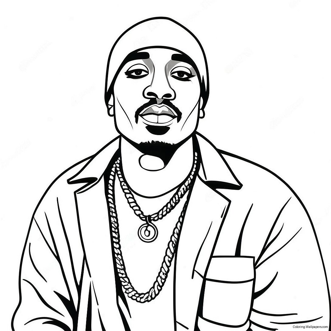 Tupac In A Stylish Outfit Coloring Page 33549