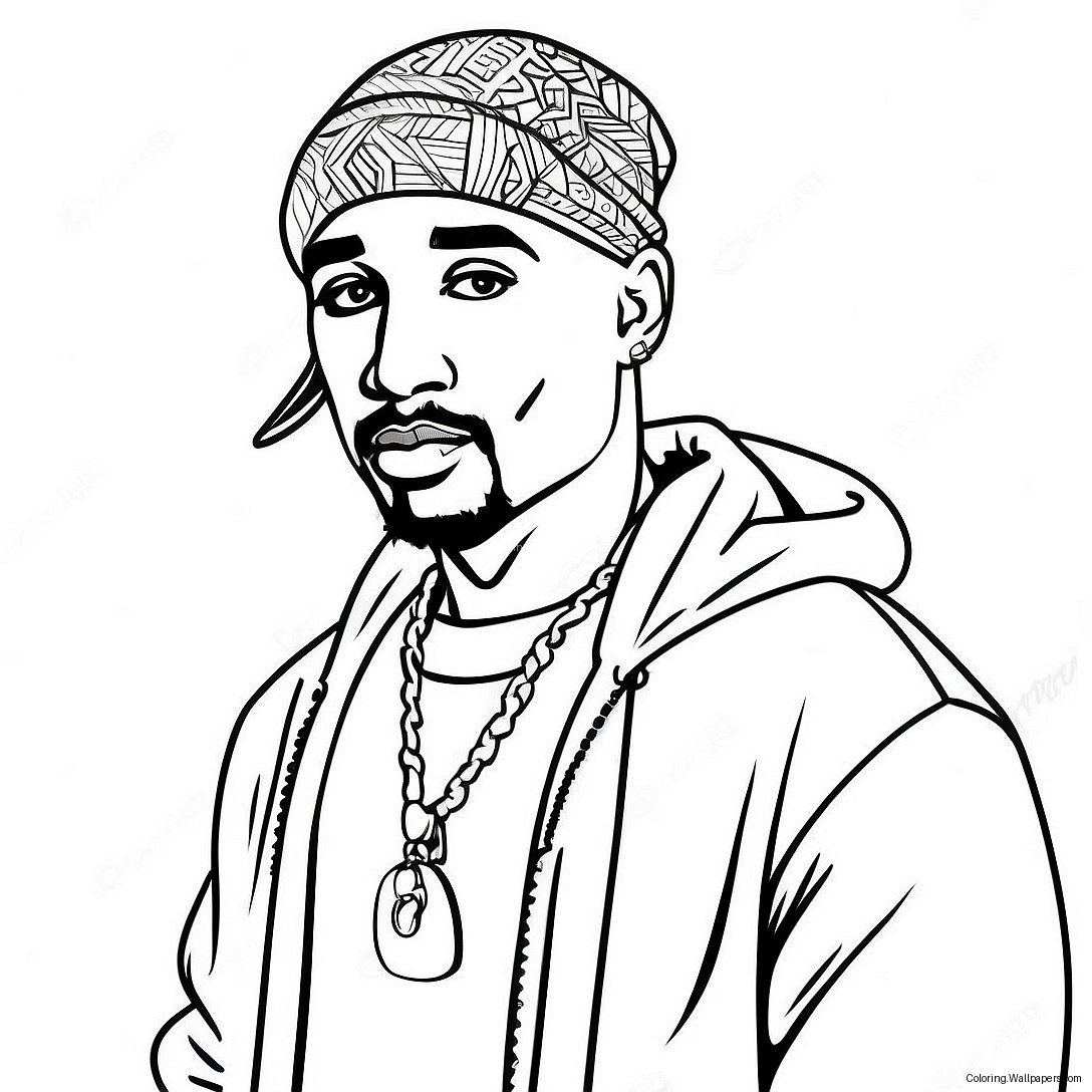 Tupac In A Stylish Outfit Coloring Page 33550