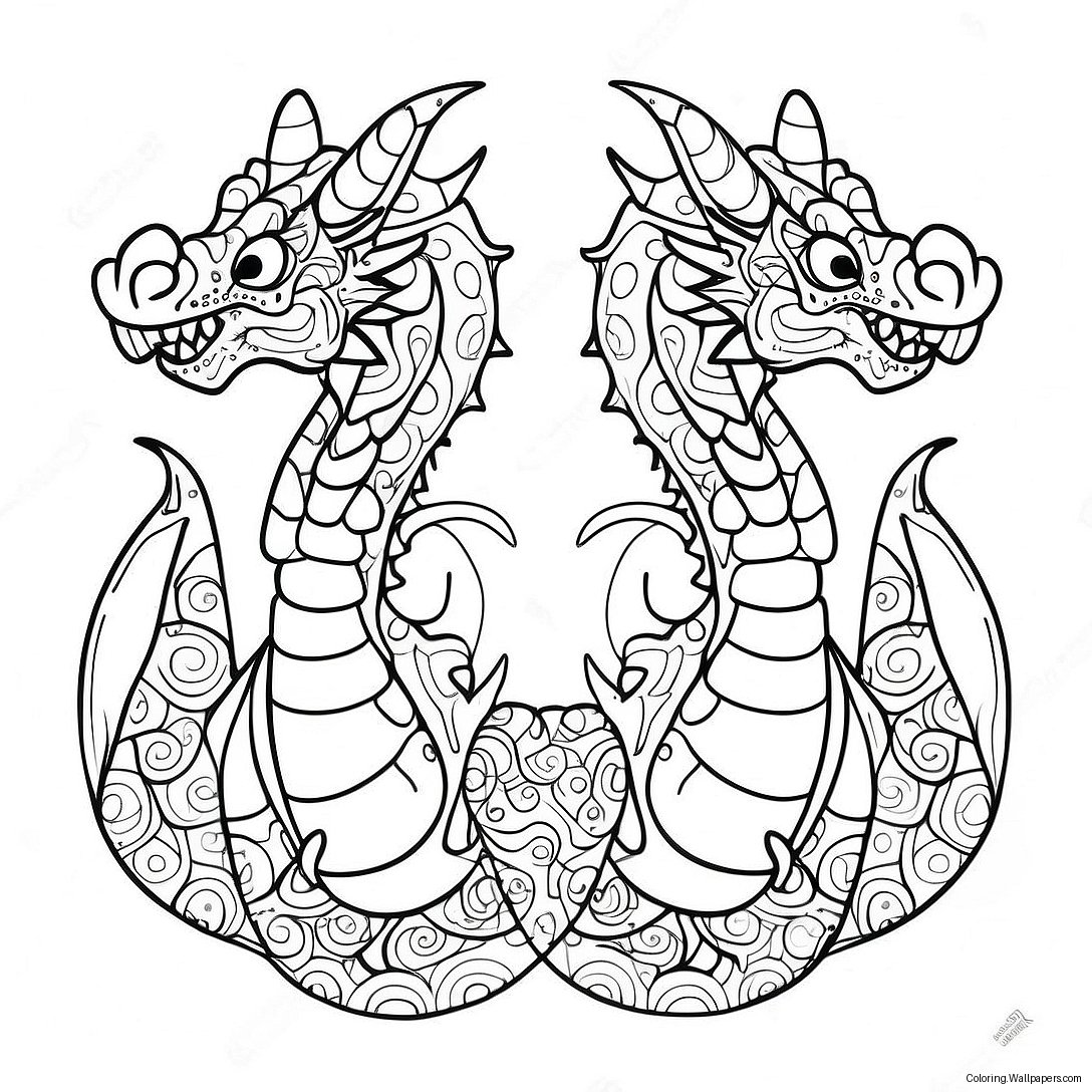 Two Headed Dragon Coloring Page 46213