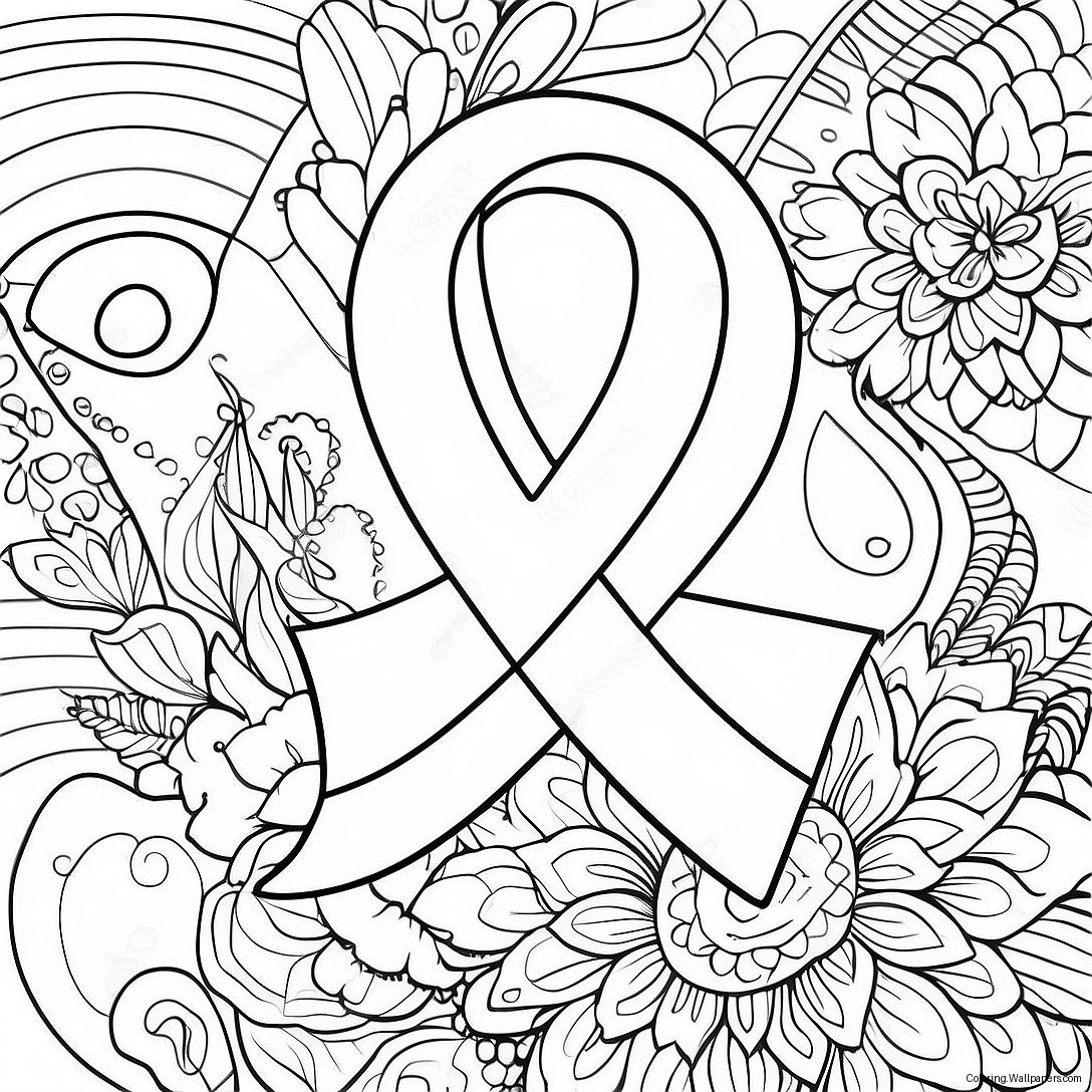 Type 1 Diabetes Awareness Ribbon Coloring Page 22347