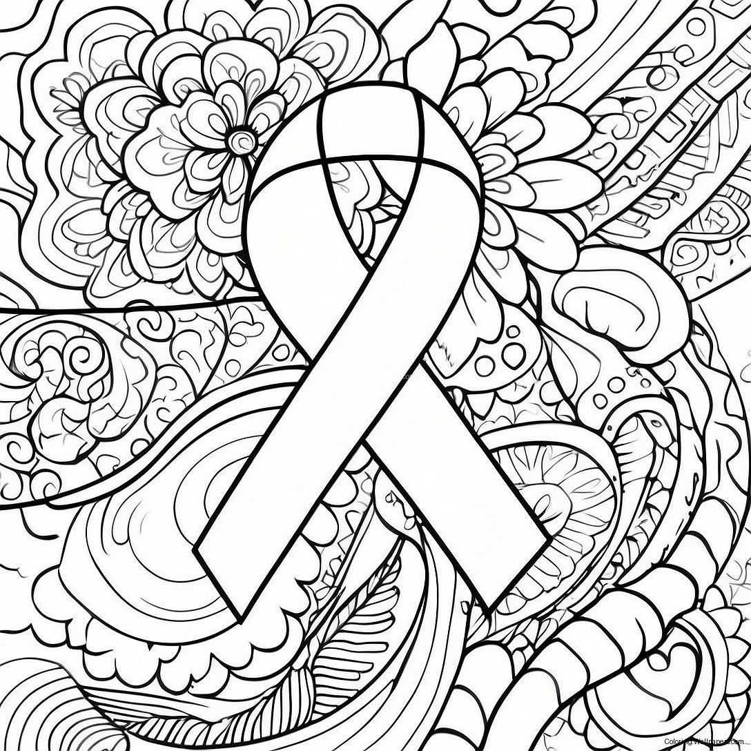 Type 1 Diabetes Awareness Ribbon Coloring Page 22348