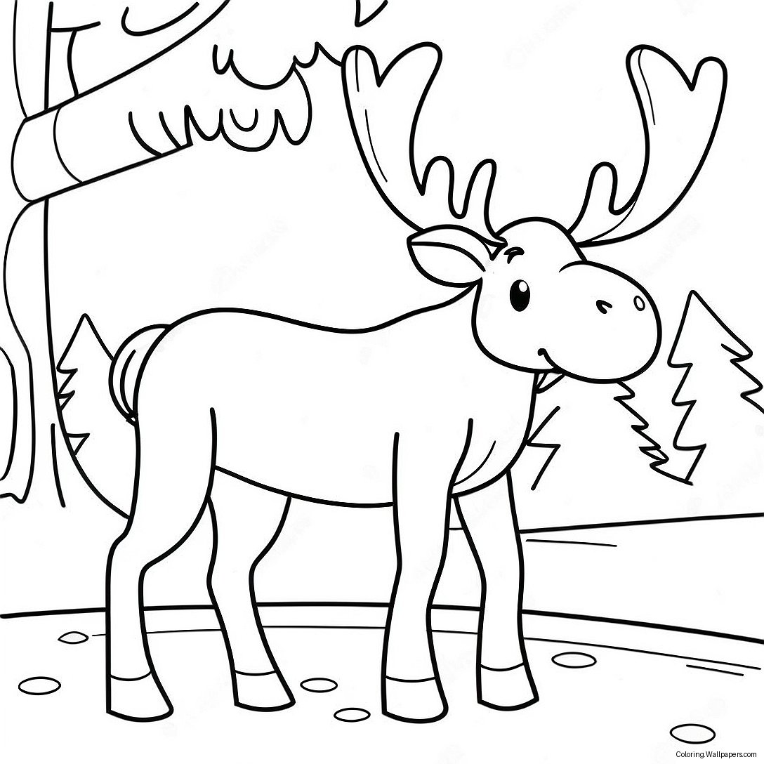 Tyrone The Friendly Moose Coloring Page 11548