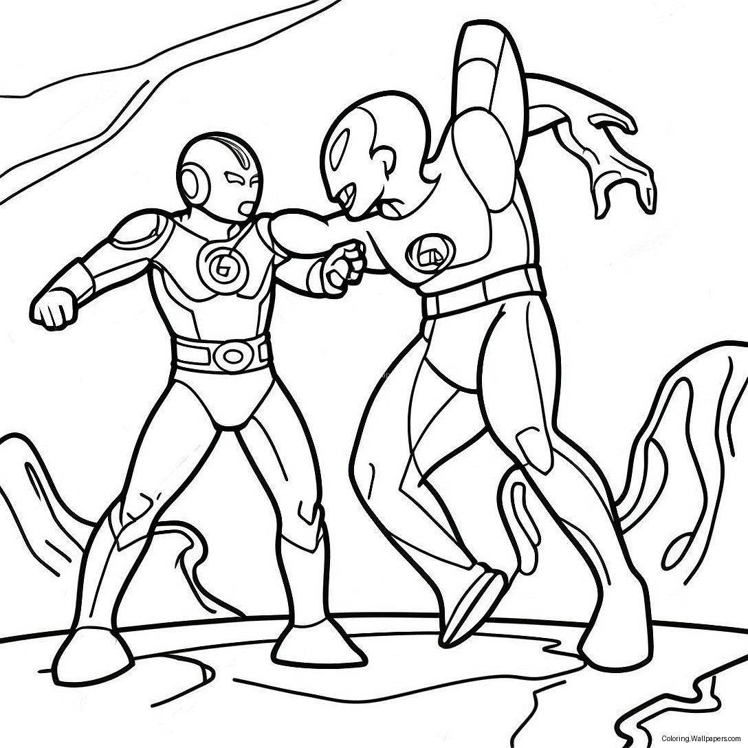 Ultraman Fighting Alien Monster Coloring Page 17279