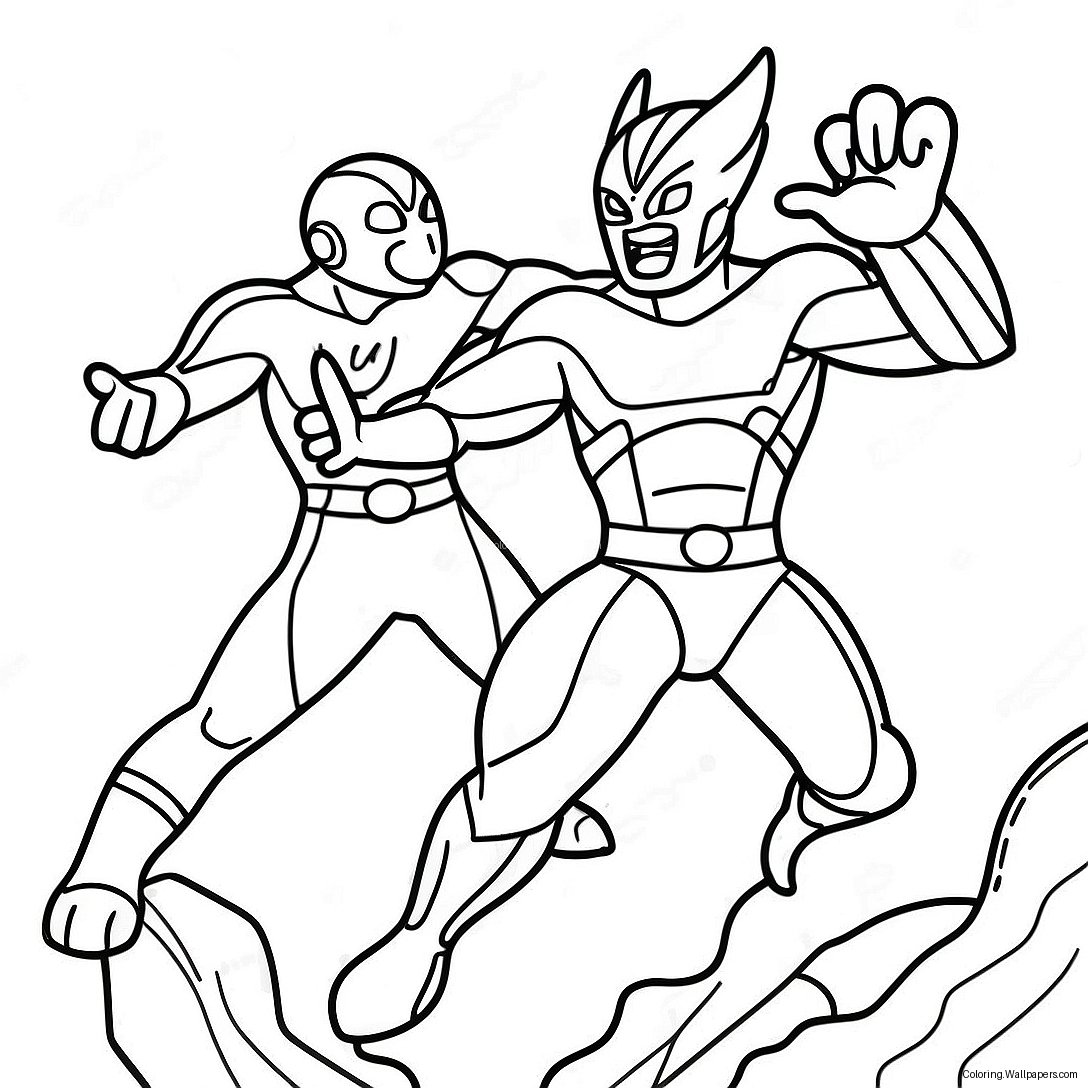 Ultraman Fighting Alien Monster Coloring Page 17280