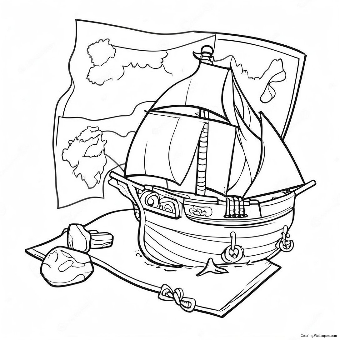 Uncharted Treasure Map Coloring Page 52249